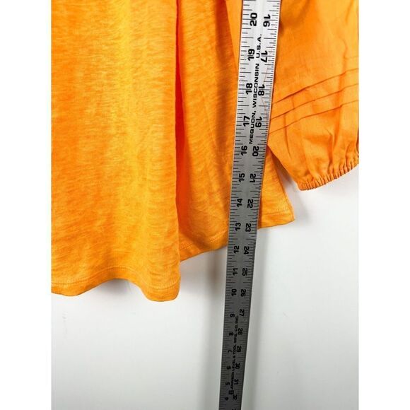 Chicos Linen Womens 1 US M Puff Sleeve Detailed Sleeve Shirt Blouse Orange - Picture 5 of 6